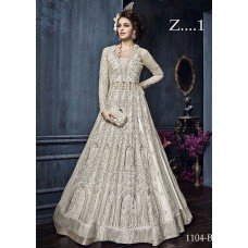 22004-D OFF WHITE EMBROIDERED INDIAN BRIDAL WESTERN STYLE LEHENGA